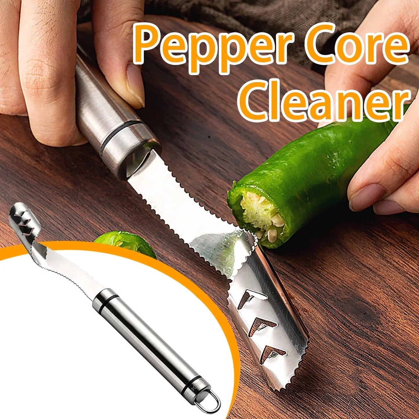 Stainless Steel Pepper Corer & Vegetable Slicer – Multifunction Jalapeno Core Remover