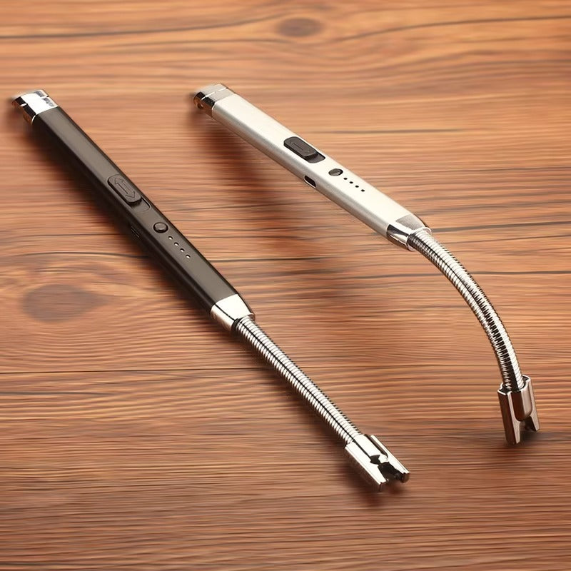 360° Outdoor Kitchen USB Rechargeable Arc Lighter – Flexible Neck, Safety Lock, Windproof & Eco-Friendly Design