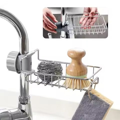Stainless Steel Adjusting Multifunctional Kitchen Faucet Sponge Holder Durable