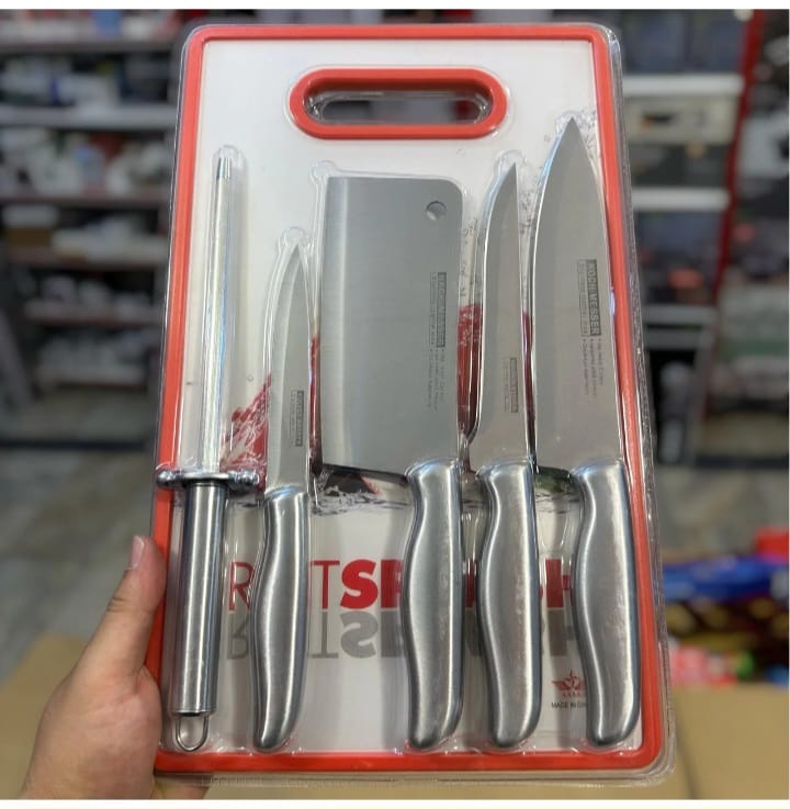 6 In 1 Knife Set With Filer And Chopping Board Durable Quality