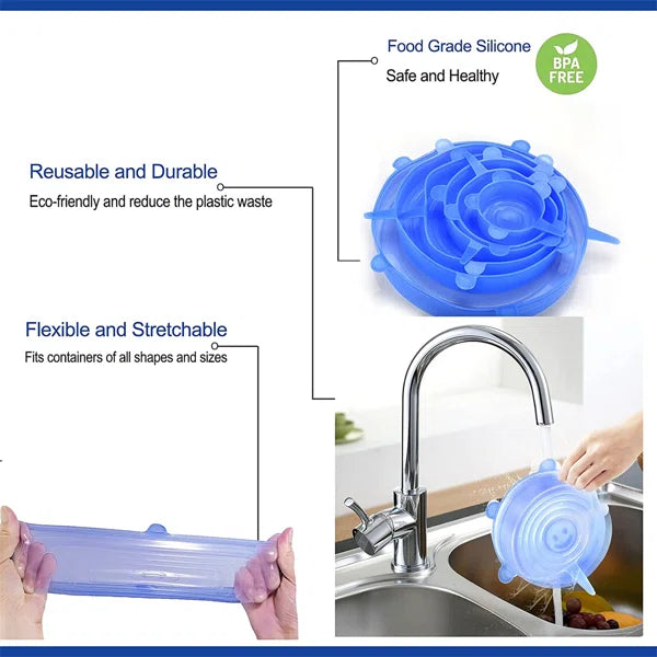 6pcs/set Silicone Lid Spill Stopper Universal Silicone Suction Lid-bowl Pan Silicone Cover