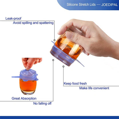 6pcs/set Silicone Lid Spill Stopper Universal Silicone Suction Lid-bowl Pan Silicone Cover