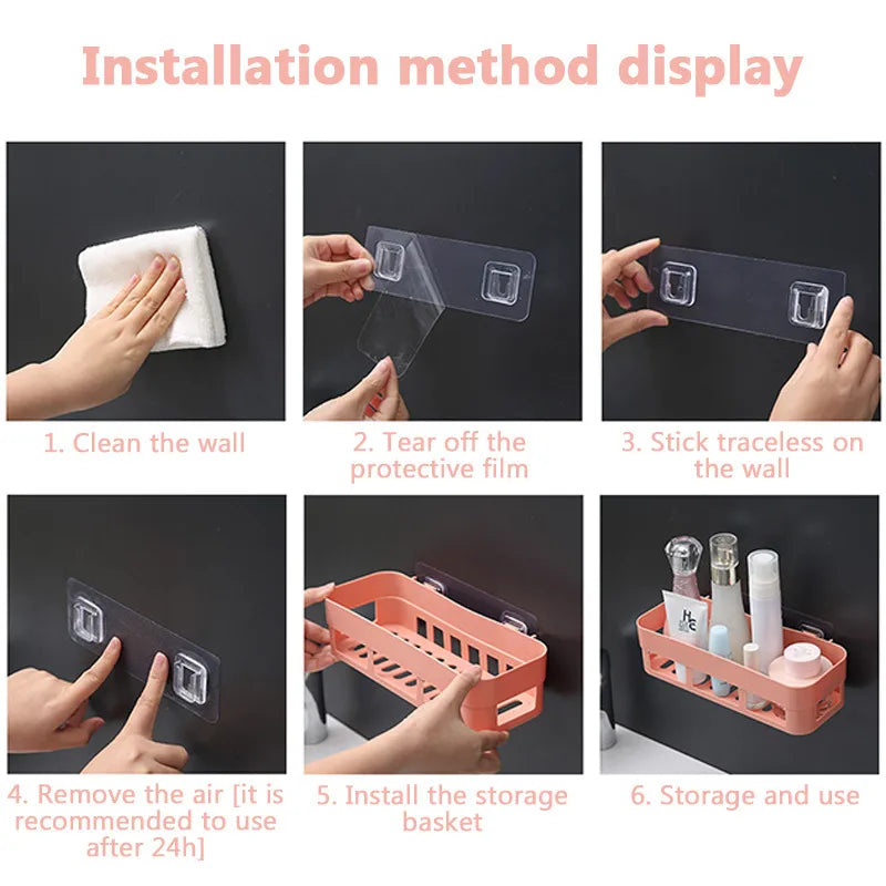 1 PCs Bathroom Shelf Bathroom Adhesive Storage Rack