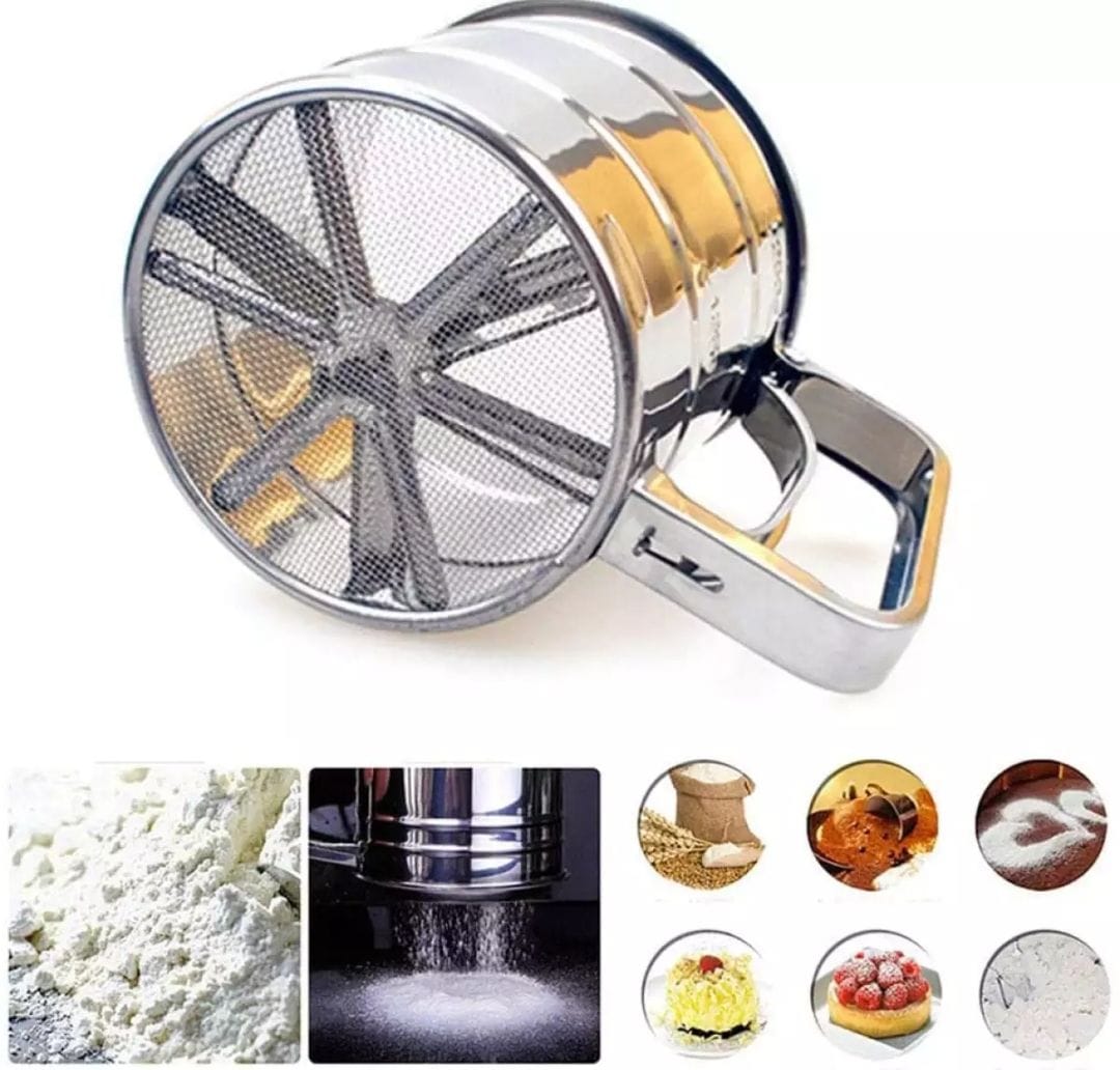 Flour Sifter, Stainless Steel Sifter for Baking, Double Layer Fine Mesh Baking Sifter