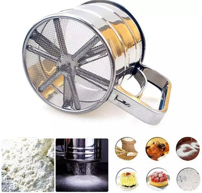 Flour Sifter, Stainless Steel Sifter for Baking, Double Layer Fine Mesh Baking Sifter
