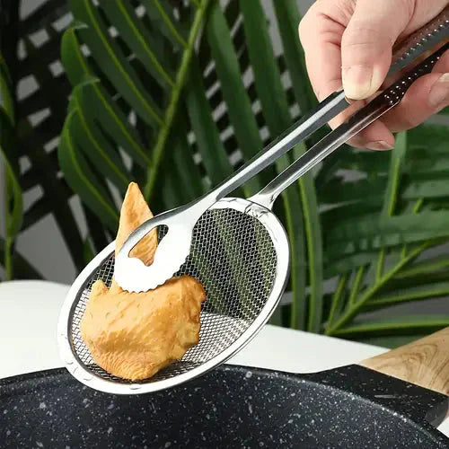 Imported Small Multi-functional 2 in 1 Fry Tool Filter Spoon Strainer With Clip