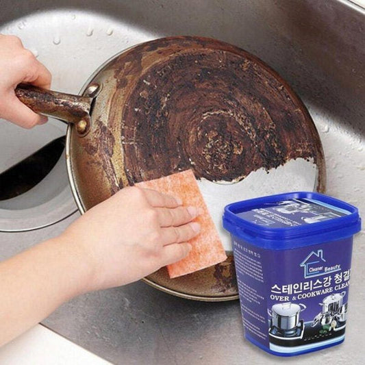 Powerful Stainless Steel Cookware Cleaning Paste Household Car Body Cleaner Washing Pot Bottom Scale Strong Cream Detergent (500g)