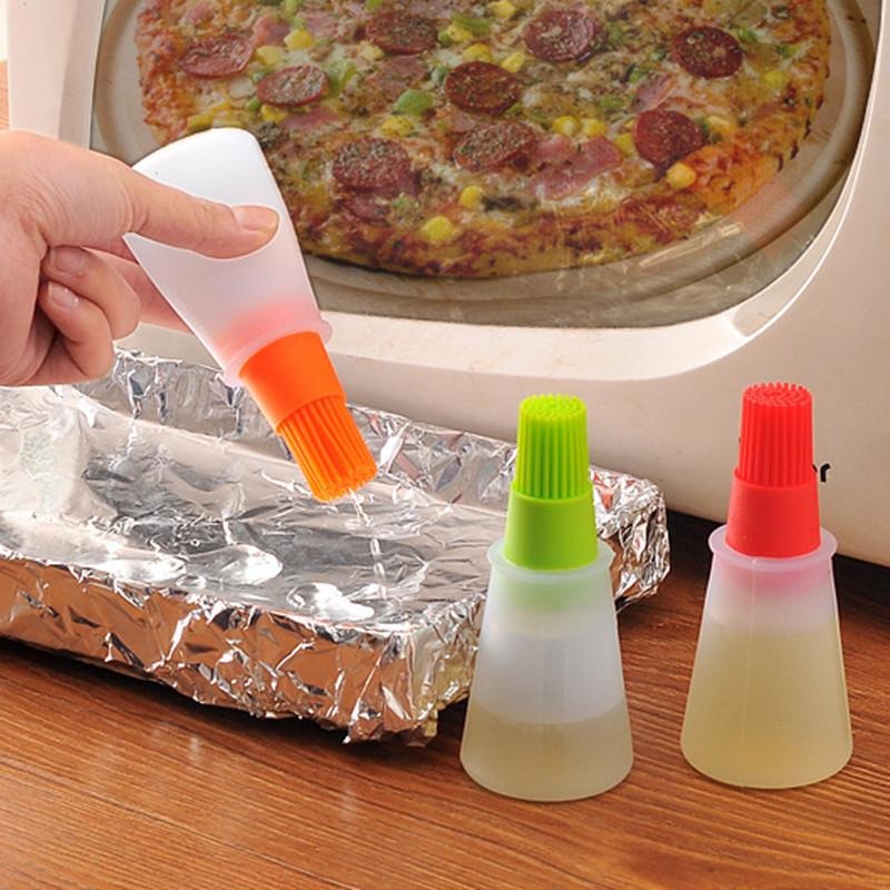 Portable Silicone Oil Bottle with Brush | Grill Oil Brushes for Kitchen Baking BBQ