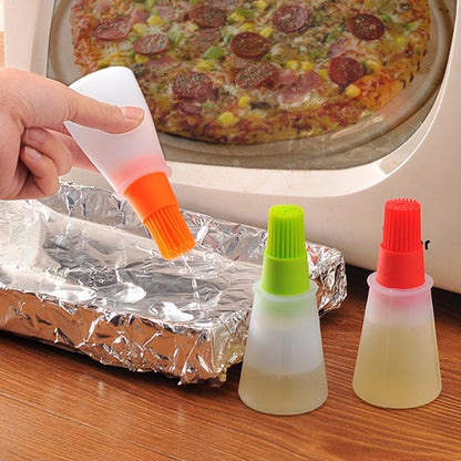 Portable Silicone Oil Bottle with Brush | Grill Oil Brushes for Kitchen Baking BBQ