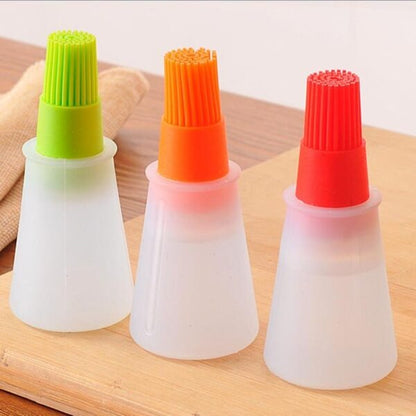 Portable Silicone Oil Bottle with Brush | Grill Oil Brushes for Kitchen Baking BBQ