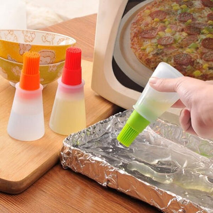 Portable Silicone Oil Bottle with Brush | Grill Oil Brushes for Kitchen Baking BBQ