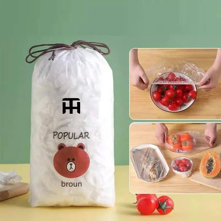 Combo Deal Disposable Food Cover Plastic Wrap 100 Pcs + 2 Pcs Dishwashing Rug