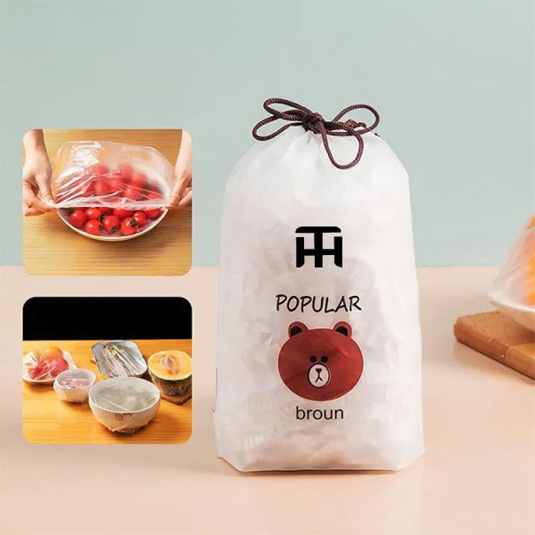 Combo Deal Disposable Food Cover Plastic Wrap 100 Pcs + 2 Pcs Dishwashing Rug