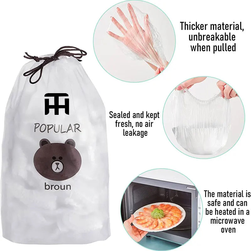 Combo Deal Disposable Food Cover Plastic Wrap 100 Pcs + 2 Pcs Dishwashing Rug