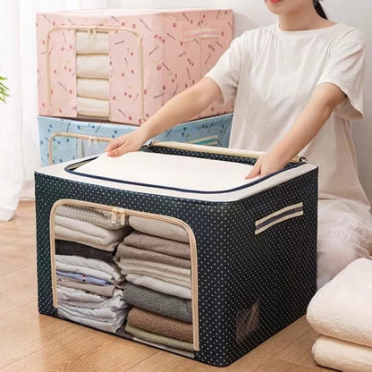 Foldable Metal Frame Clothes Storage Organizer Bag