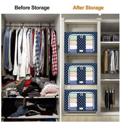 Foldable Metal Frame Clothes Storage Organizer Bag