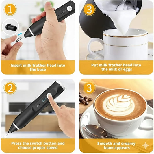 Rechargeable Coffee Beater – USB Rechargeable Powerful Milk Frothier for Coffee
