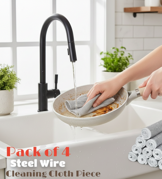 Pack of 4 Kitchen Steel Mesh Wire Dish Washer Cleaning Cloth
