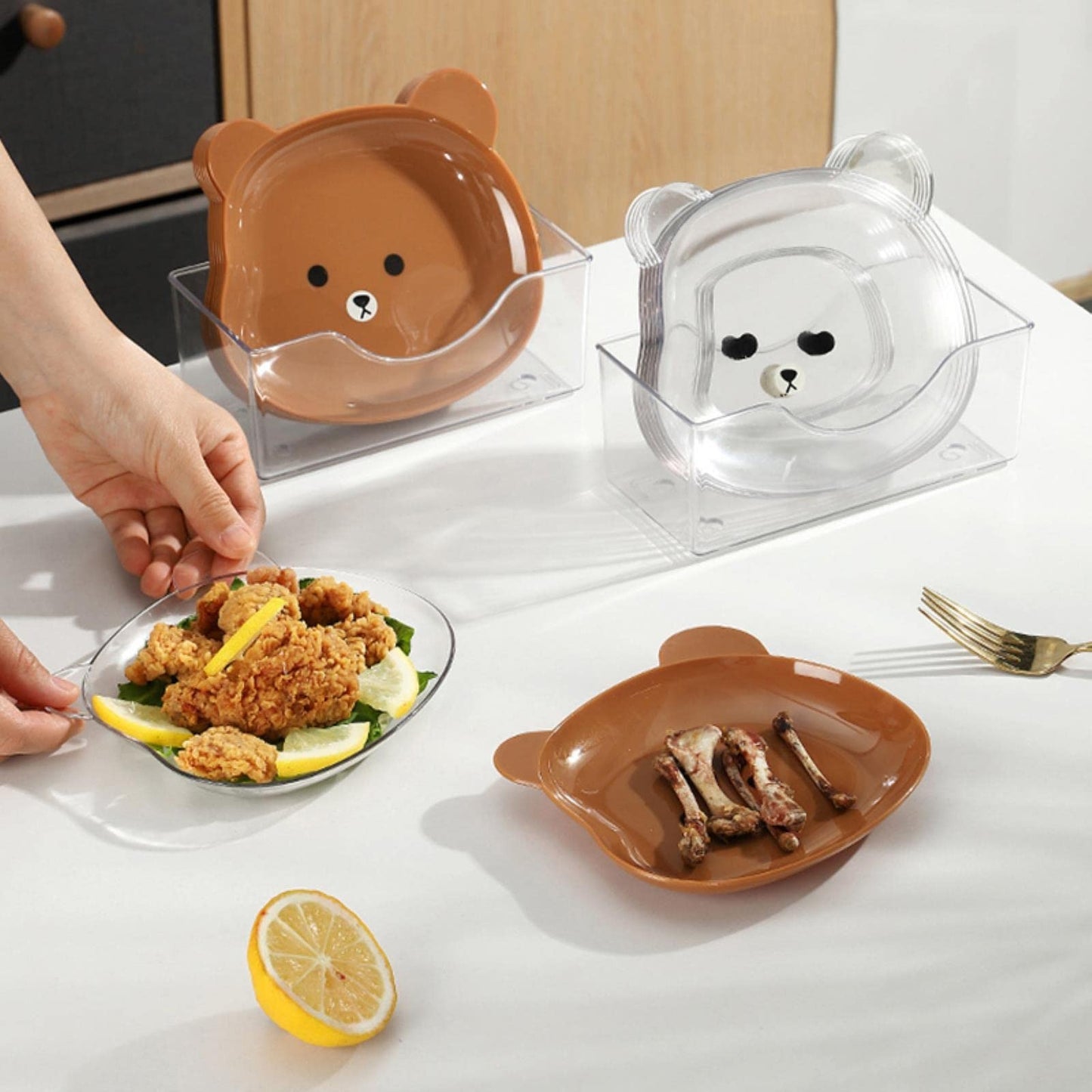 8 Plates With Stand Bear Design Durable Quality Stylish Look Reliable Utility Perfect Choice For Daily Use