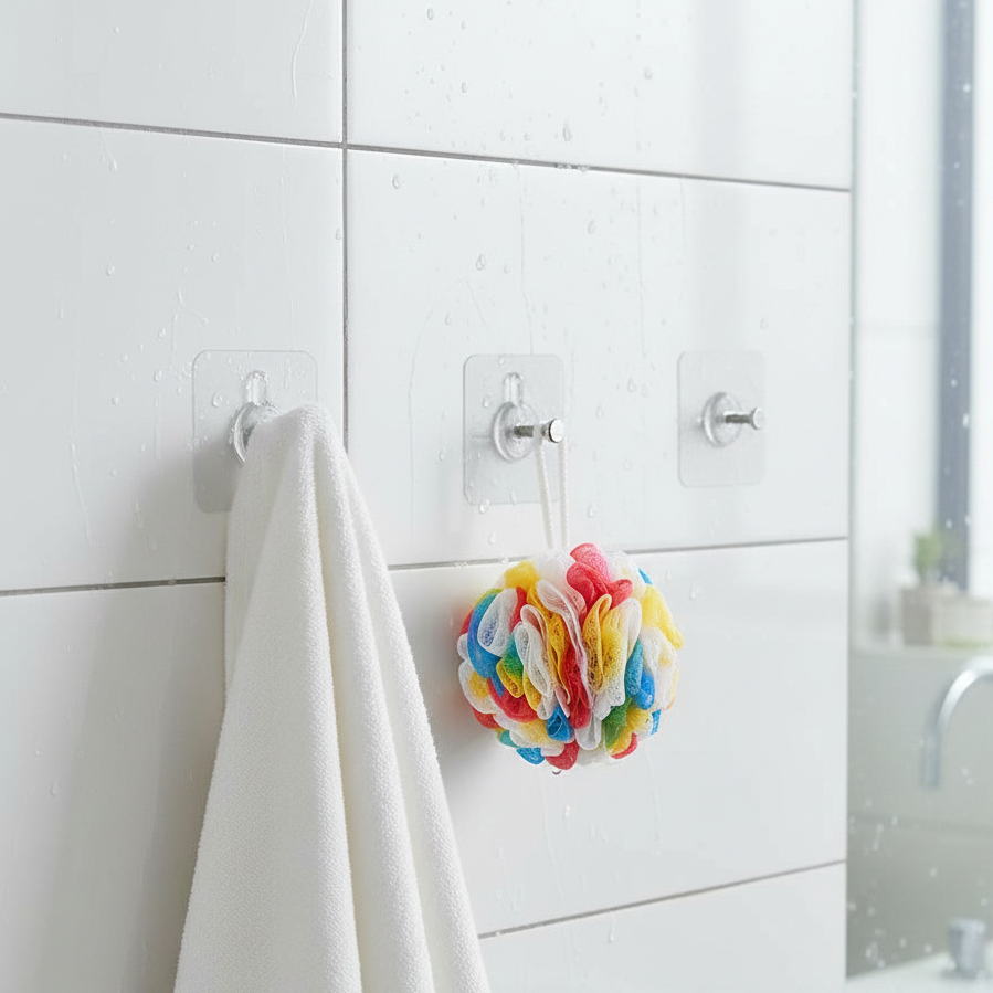 Wall Mounted Self Adhesive Transparent Screw Hooks (Pack of 10)