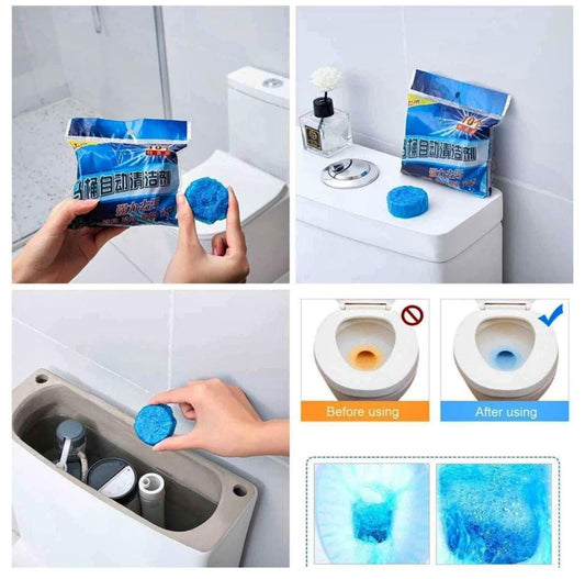 Eco-Friendly Toilet Bowl Cleaner & Deodorizer Tablets (10pcs) – Automatic Tank Flush Blue Cleaning Tablets for Fresh & Hygienic Toilets