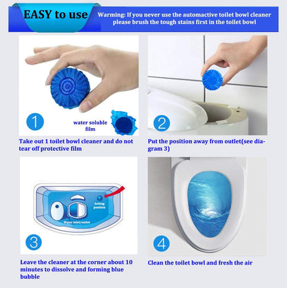 Eco-Friendly Toilet Bowl Cleaner & Deodorizer Tablets (10pcs) – Automatic Tank Flush Blue Cleaning Tablets for Fresh & Hygienic Toilets
