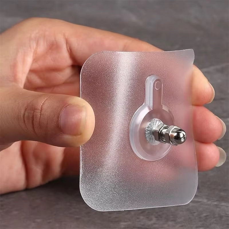 Transparent Self-Adhesive Wall Hooks Sticker Free Hanging - Pack of 10