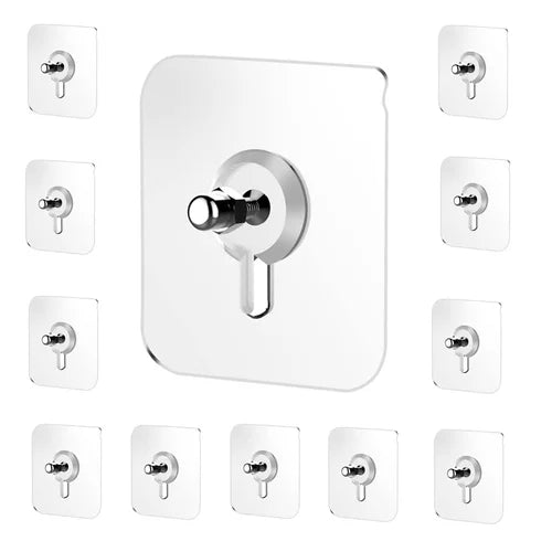 Transparent Self-Adhesive Wall Hooks Sticker Free Hanging - Pack of 10
