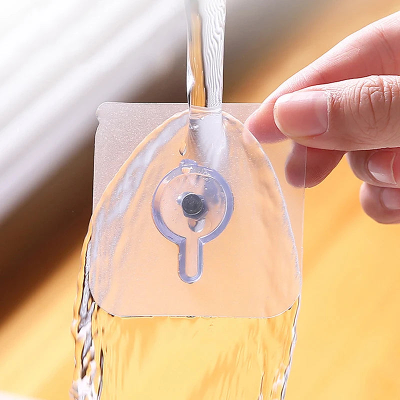 Transparent Self-Adhesive Wall Hooks Sticker Free Hanging - Pack of 10